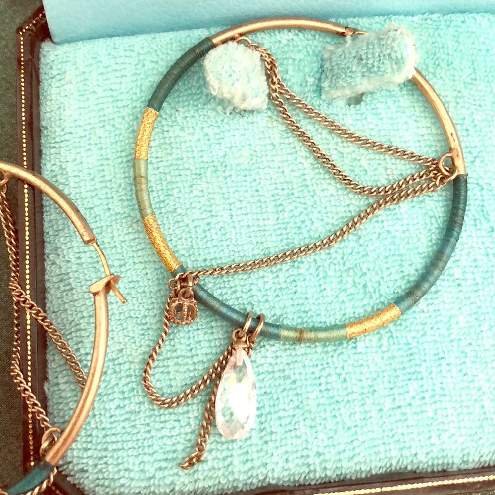 COPY - Blue silk Hoop juicy couture earrings